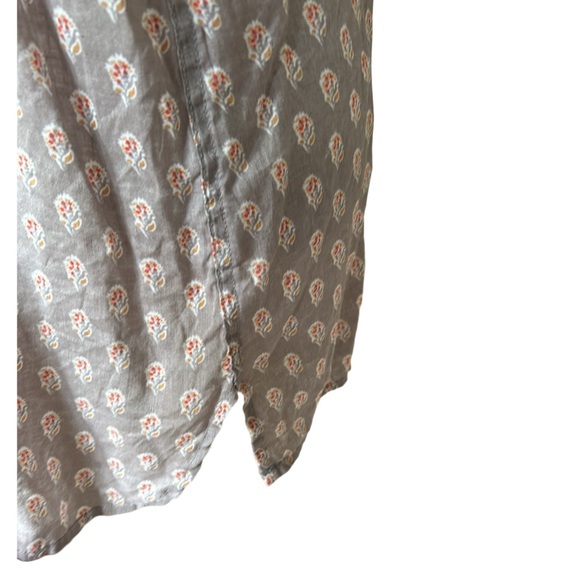 Garnet Hill Gray Floral 100% Linen Floral Button Down Blouse Size 4 - Picture 9 of 12